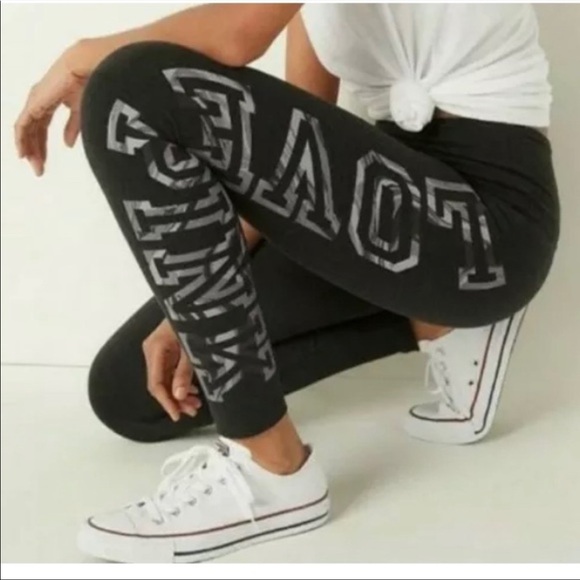 RARE💕VS PINK BLACK GREY MARBLE FILL LOGO COTTON LEGGINGS - Picture 9 of 10